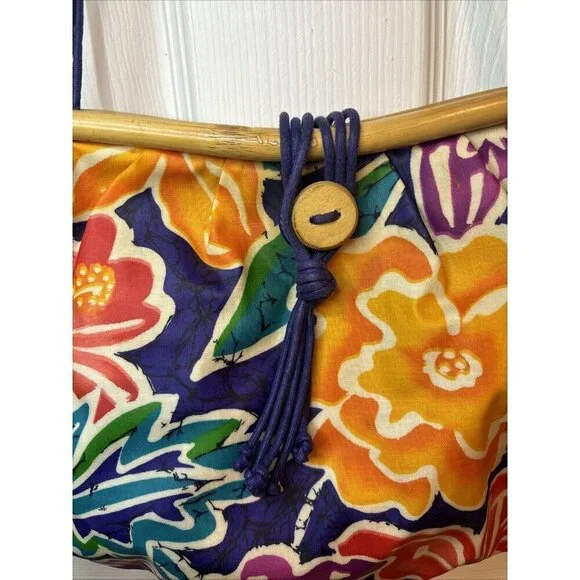 vintage liz claiborne Floral Wood Accent purse - Picture 3 of 16